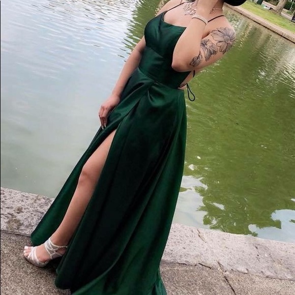 hunter green prom dress